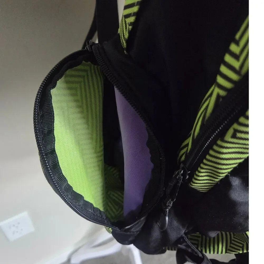 Burton Vintage Snowboard Backpack Daypack Green & Black Purple Interior